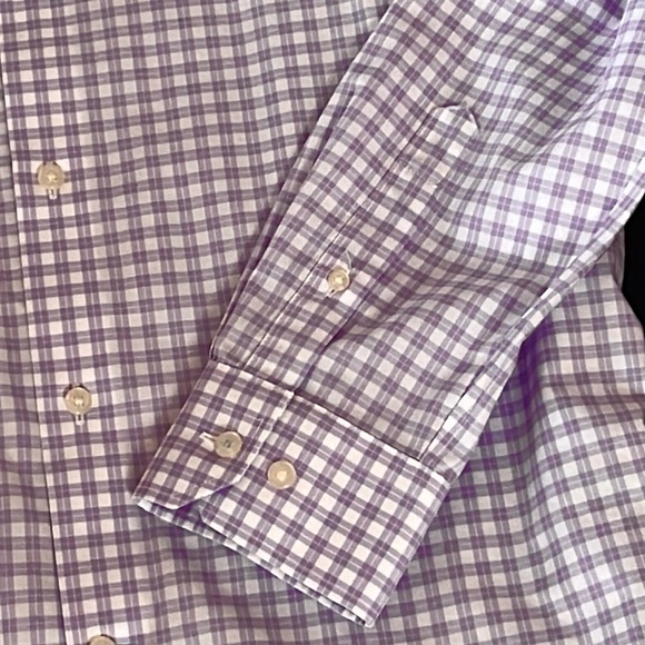 Banana Republic Slim Fit No-Iron Cotton Shirt Purple White Large - Picture 4 of 7